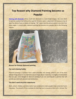 Top reason why diamond painting become so popular