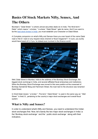 Basics Of Stock Markets Nifty, Sensex, And The Others