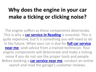 Why does the engine in your car make a ticking or clicking noise?