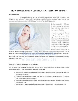 HOW TO GET A BIRTH CERTIFICATE ATTESTATION IN UAE