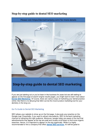 Step-by-step guide to dental SEO marketing