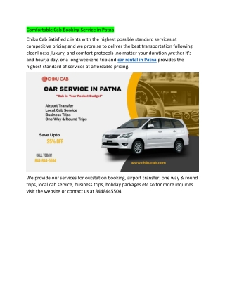 Comfortable Cab Booking Service in Patna