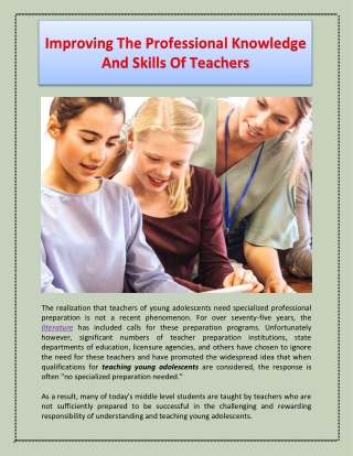 Improving The Professional Knowledge And Skills Of Teachers