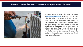 How to choose the Best Contractor to replace your Furnace?