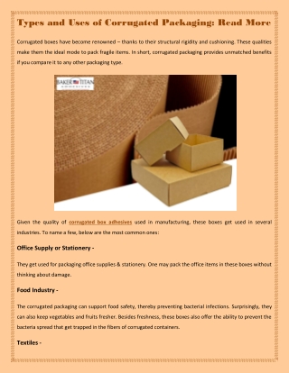 Types and Uses of Corrugated Packaging - Read More