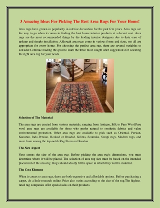 3 Amazing Ideas For Picking The Best Area Rugs For Your Home!