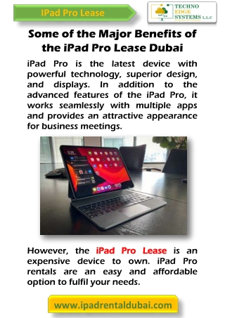 Some of the Major Benefits of the iPad Pro Lease Dubai