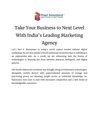 Take Your Business to Next Level With India’s Leading Marketing Agency