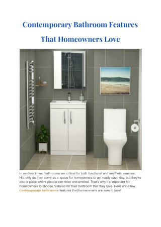 Contemporary Bathroom Features That Homeowners Love