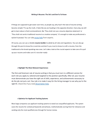 Writing A Resume_ The Do’s and Don’ts To Know