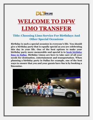 Choosing Limo Service For Birthdays And Other Special Occasions