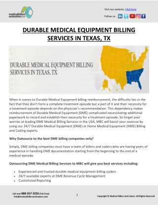 DURABLE MEDICAL EQUIPMENT BILLING SERVICES IN TEXAS