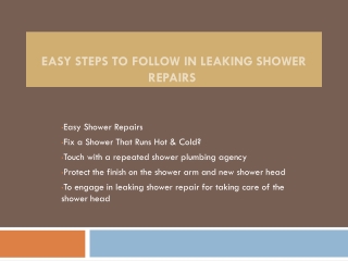 Easy Steps to Follow In Leaking Shower Repairs
