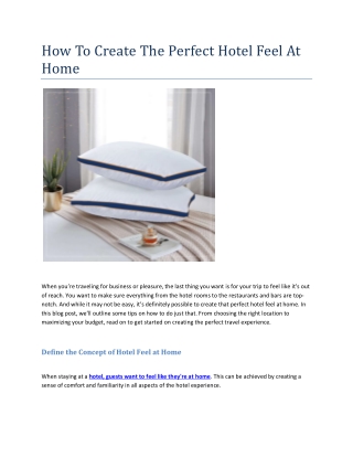 How To Create The Perfect Hotel Feel At Home