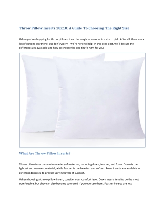 Throw Pillow Inserts 18x18