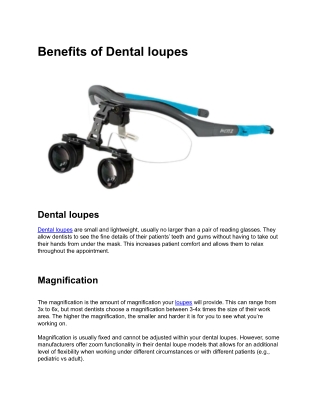 Benefits of Dental loupes