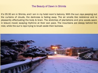 The Beauty of Dawn in Shimla