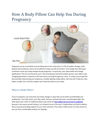 How A Body Pillow Can Help You During Pregnancy