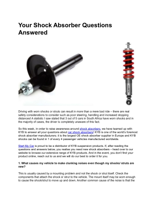 Your Shock Absorber Questions Answered