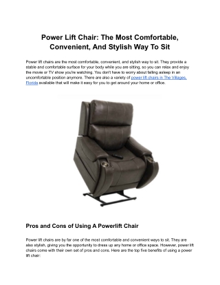 Power Lift Chair: The Most Comfortable, Convenient, And Stylish Way To Sit