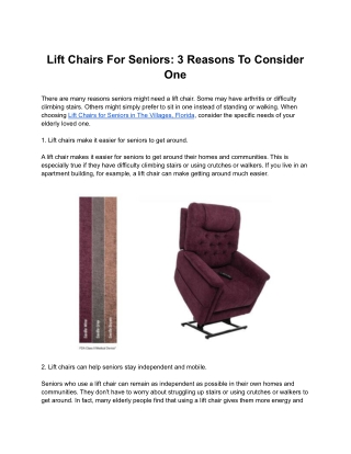 Lift Chairs For Seniors: 3 Reasons To Consider One