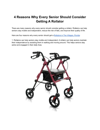 4 Reasons Why Every Senior Should Consider Getting A Rollator