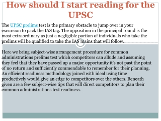 How should I start reading for the UPSC