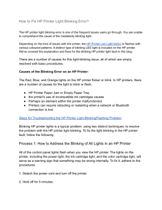 How to Fix HP Printer Light Blinking Error_