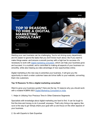 Top 10 Reasons To Hire a Digital Marketing consultant