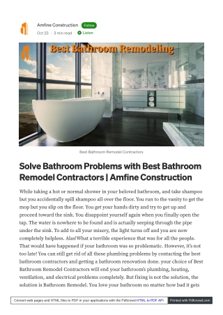 What is the impact after getting the bathroom remodel or renovated? | Amfine Con