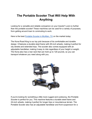 The Portable Scooter That Will Help With Anything