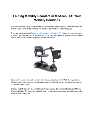 Folding Mobility Scooters in McAllen, TX: Your Mobility Solutions