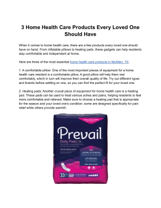 3 Home Health Care Products Every Loved One Should Have