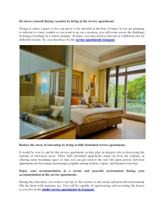 Service Apartments in Gurgaon