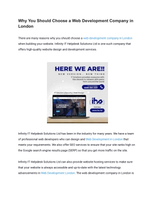 Why You Should Choose a Web Development Company in London