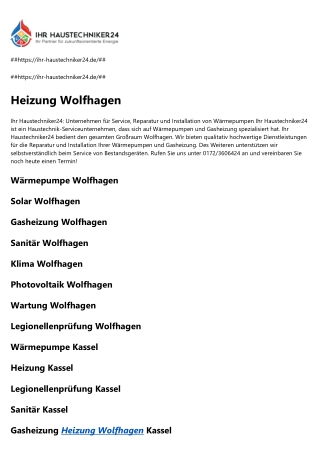 Wartung Wolfhagen