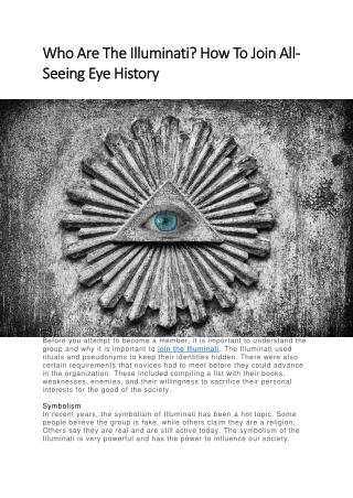 Who Are The Illuminati How To Join All-Seeing Eye History