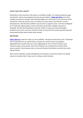 Daikin Split Klima Nedir