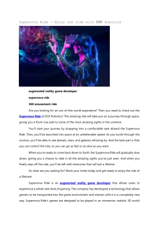 Supernova Ride - Enjoy the ride with DOF Robotics