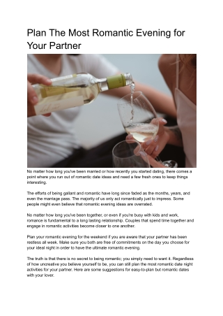 Plan The Most Romantic Evening for Your Partner