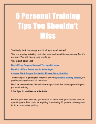 6 Personal Training Tips You Shouldn’t Miss