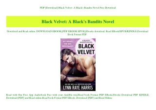 PDF [Download] Black Velvet A Black's Bandits Novel Free Download