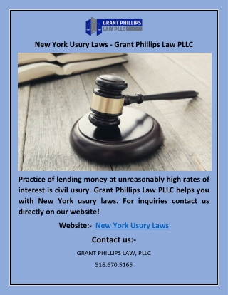 New York Usury Laws - Grant Phillips Law PLLC