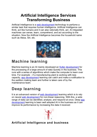 Artificial Intelligence Services Transforming Business