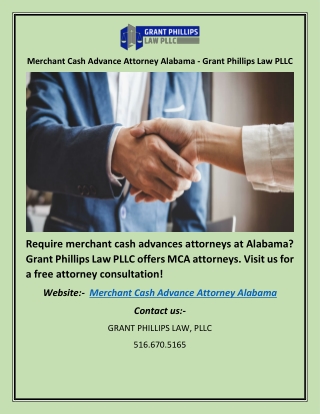 Merchant Cash Advance Attorney Alabama - Grant Phillips Law PLLC