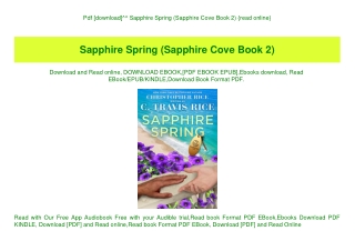 Pdf [download]^^ Sapphire Spring (Sapphire Cove Book 2) {read online}