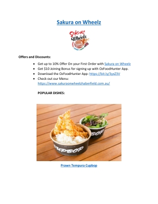 Upto 10% Offer - Order Now at Sakura on Wheelz Haberfield