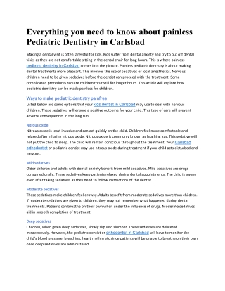 Everything you need to know about painless Pediatric Dentistry in Carlsbad