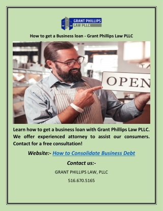 How to get a Business loan - Grant Phillips Law PLLC