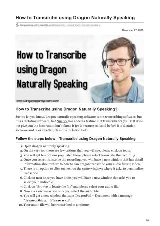 How to Transcribe using Dragon Naturally Speaking